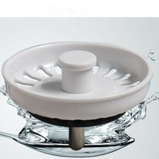 Kitchen Sink Basket Drain Strainer Waste Plug Coloured White Plug 74mm Diameter