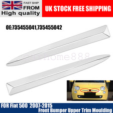 For Fiat 500 2007-2015 Left Right Front Chrome Bumper Upper Moulding Trim Strip