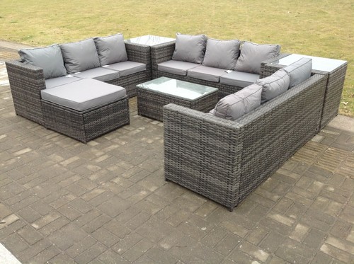 Rattan garden furniture set - garden,