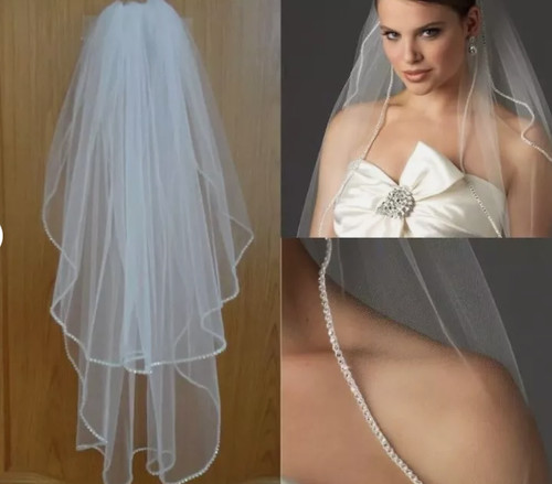 Wedding bridal veil white - white, 2