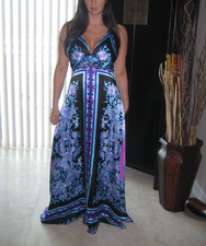 Vintage Rubbery Ducky Productions Paisley Print Scarf Maxi Dress Sz. Medium