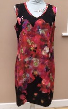 AVENTURES DES TOILES Shift Dress Size 42 Black Red Multicoloured Floral Lined