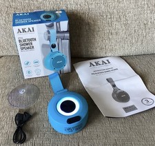 AKAI Shower Speaker Blue IPX4 Bluetooth With Led Lights Audio Box BD vgc