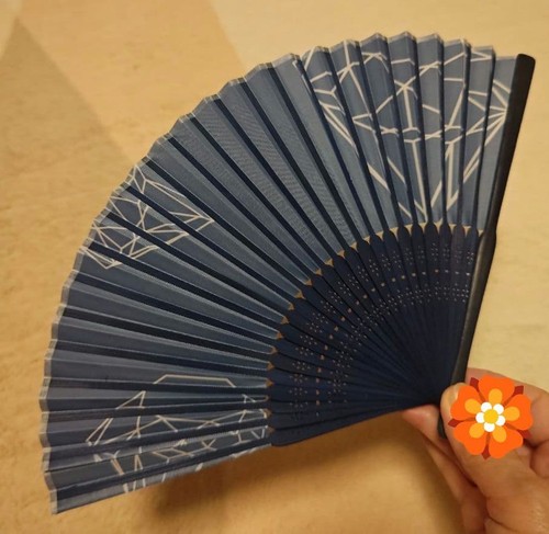 Diamond design fan blue fabric - blue,