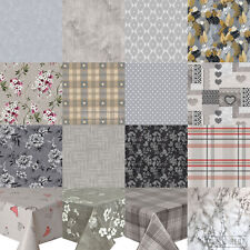 Grey Silver Black Charcoal White Modern Wipe Clean PVC Tablecloth Cover Vinyl