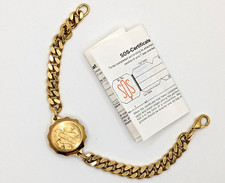 SOS Talisman Emergency Medical ID System Bracelet Gold Tone 7"