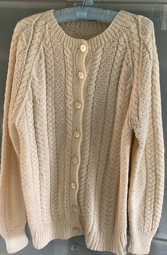 Hand knitted cream aran - hand,
