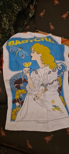 Vintage babycham tea towel - vintage,