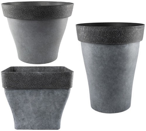 Grey large plant pot round - grey,