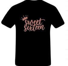 sweet sixteen girls tshirt, sweet 16 birthday top Rose Gold Print