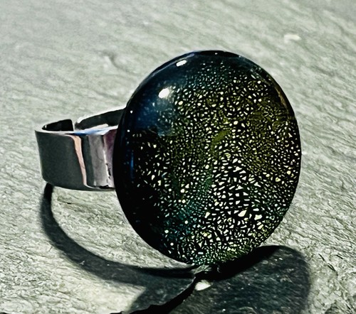 Dichroic glass ring silver - dichroic,