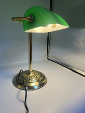 Vintage Style Brass Green Retro Bankers Office Desk Table Light Lamp Shade Stand