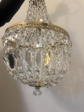 Early 20th century French Art Deco Crystal Basket Chandelier
