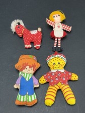 Lot of 4 Vintage Rag Doll Ornaments Huckleberry Strawberry Shortcake