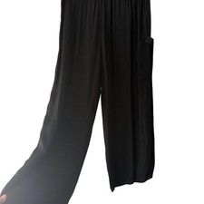 Studio 90 Black Rayon Wide Leg Palazzo Pants Elastic Waist Petite P Boho Lagen
