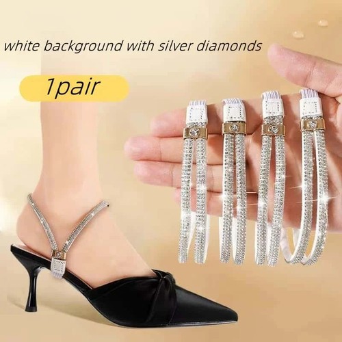 Pair rhinestone heel straps - rhinestone,