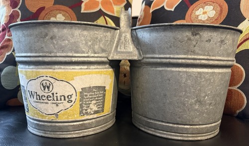 Vintage wheeling twin pail - vintage,