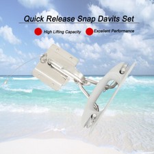 Boat 304 Stainless Steel Insta-Lock Snap Quick Davits Set With Handle Pad