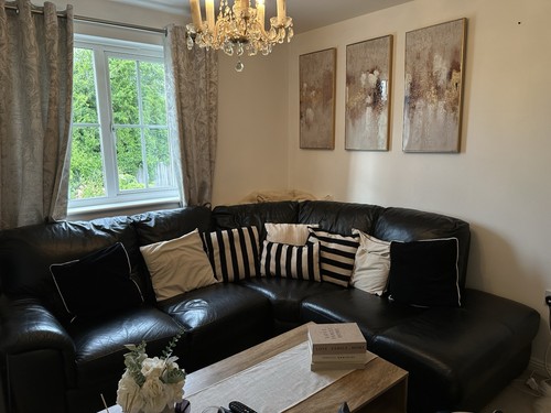 Black leather corner - black, sofa
