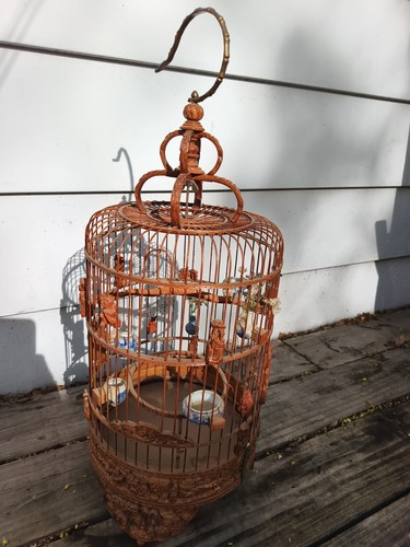 Antique chinese bamboo bird - bamboo,