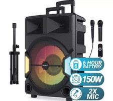 Majority P500 150W Bluetooth PARTY SPEAKER with Mic, Tripod & LEDs – New