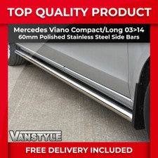 FITS MERCEDES VIANO COMPACT & LONG VAN W639 POLISHED STAINLESS STEEL SIDE BARS