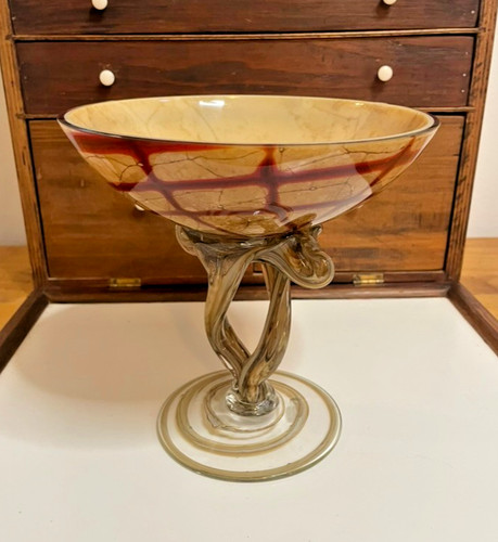 Vintage art glass pedestal - vintage,