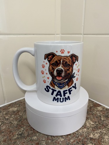 Staffy mum 11oz design - staffy,