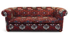 Superb Vintage Chesterfield Kilim 2 Seater Bohemian Club Library Sofa Red Blue🚚