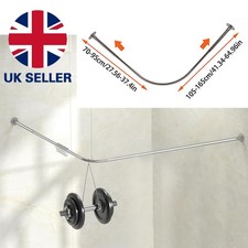 L Shape Steel Shower Rail Rods Curtain Rod Wall Mounted Curved Pole for Bathroom