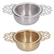 Stainless Steel Tea Strainer  Drip Bowl Traditional Double Ear Hanging Infuser