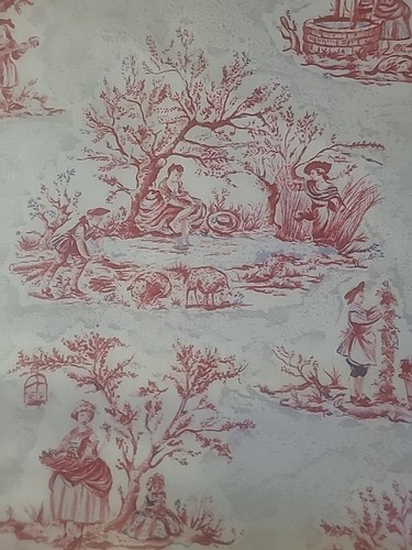 Vintage cotton toile fabric - cotton,