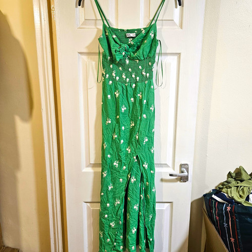 Zara green white floral - floral, square