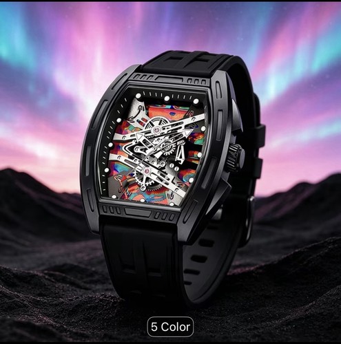 New tonneau skeleton watch - new,