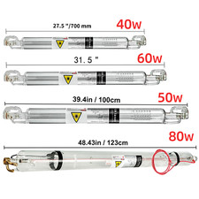 VEVOR CO2 Laser Tube 40/50/60/80W Laser Engraving Cutting Machine Glass Laser Tube