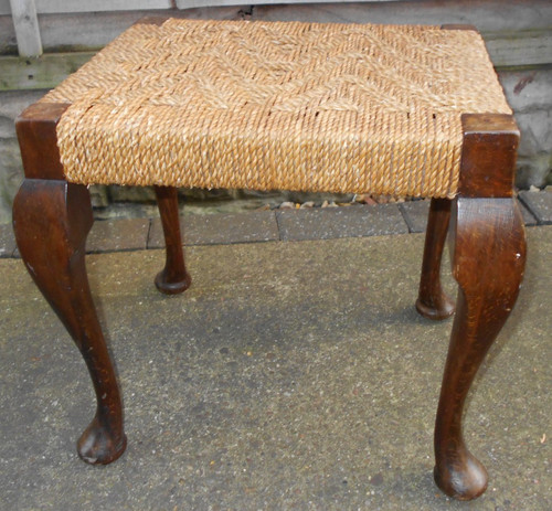 Wooden stool woven rattan - woven, top