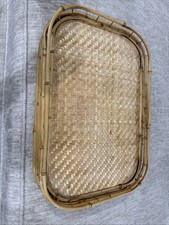 Vintage Bamboo Trays Lot of 7 Wicker Tiki Lap  TV Serving Picnic