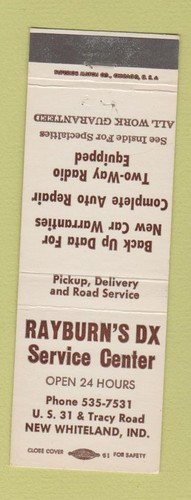 Matchbook cover rayburn s - matchbook, rayburn's