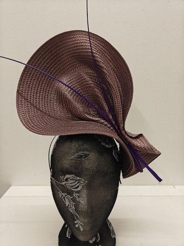 Light brown straw fascinator - brown,