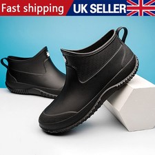Mens Rain Boots Garden Outdoor Wellies Boots Short Wellington Ankle Shoes UK