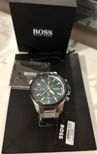 New HUGO BOSS Globetrotter HB1513930 Green Dial Silver Strap Chrono Mens Watch