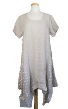 NWT Luca Vanucci 100% Linen Lagenlook Asymmetrical Hem Beige Dress Sz M