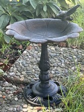 Cast Iron Garden Bird Bath Hummingbird Lily pad Rustic Ornamental Feeder
