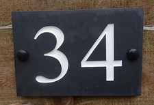 Deep Engraved Honed Natural Slate House Number Sign Plaque HIGH QUALITY 15x10cm