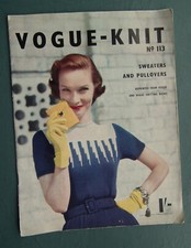 Vintage 40s 50s VOGUE Vogue-Knit 113 original knitting patterns women's sweaters
