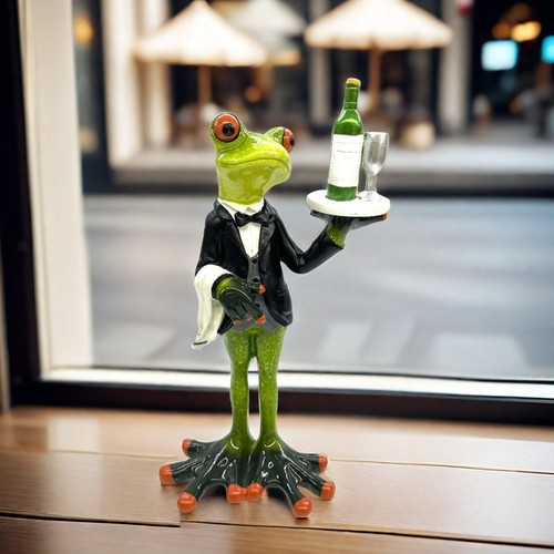Waiter frog statue - waiter, tabletop