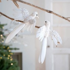 Xmas Hanging Ornament Foam White Doves Bird Realistic Christmas Tree Decoration