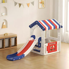 5 in 1 Kids Climber Slide Playset Toddler Slide and Game Tent Set BasketballHoop