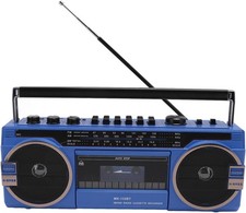 Class Retro Cassette Radio 16W Bluetooth USB SD Getto Blaster Player Blue P2