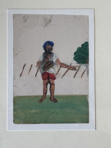 Sikh gentleman gouache mica - gouache, on